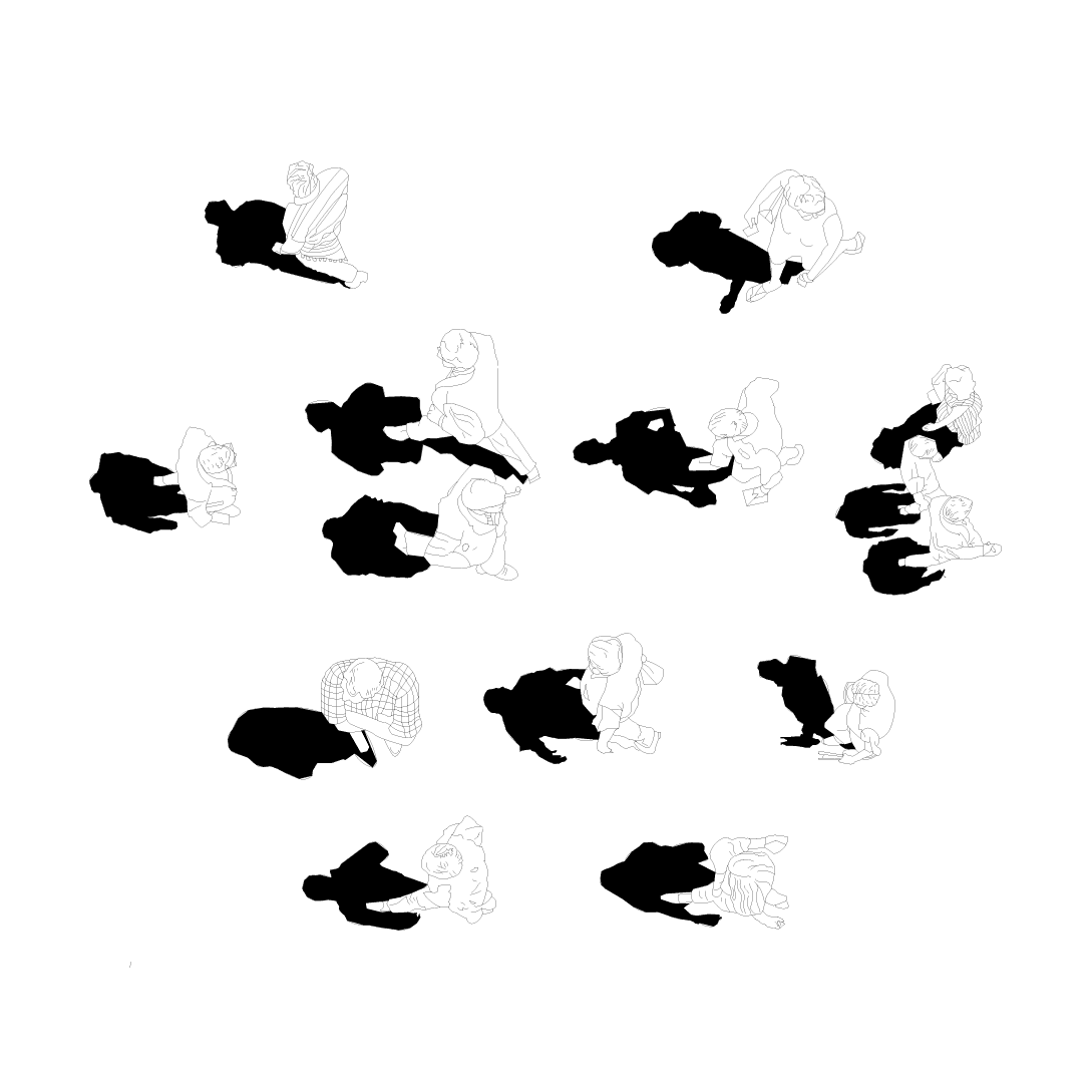 Intense Shadow Top View Figure CAD + Vector Set