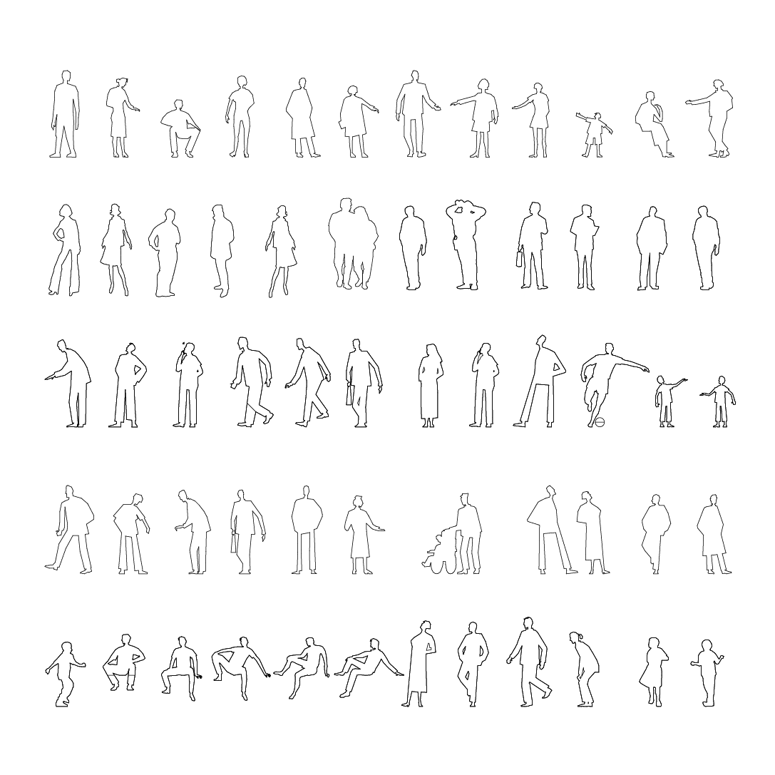 Silhouette Figures CAD Vector Set