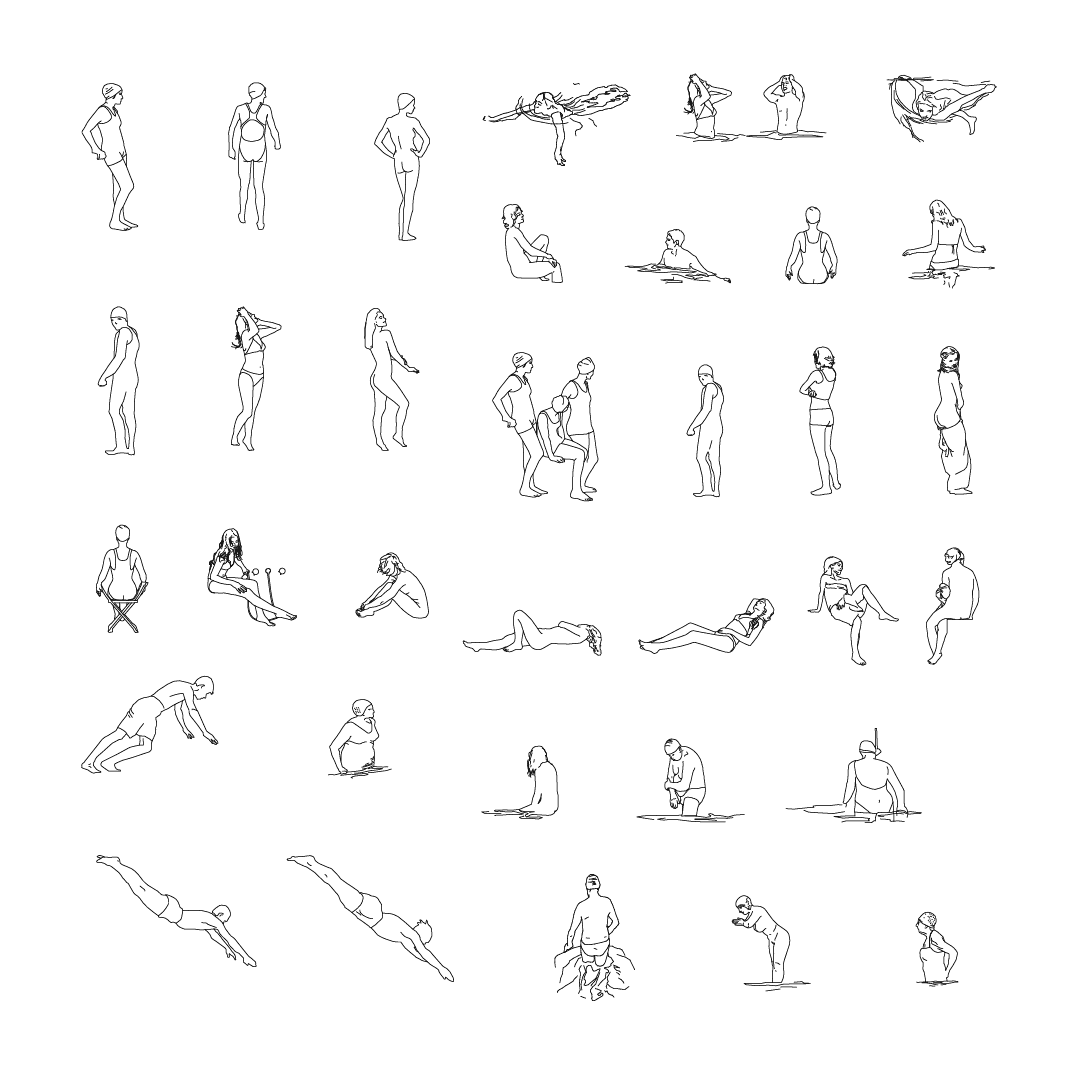 Summer Beach Day CAD Figure Set