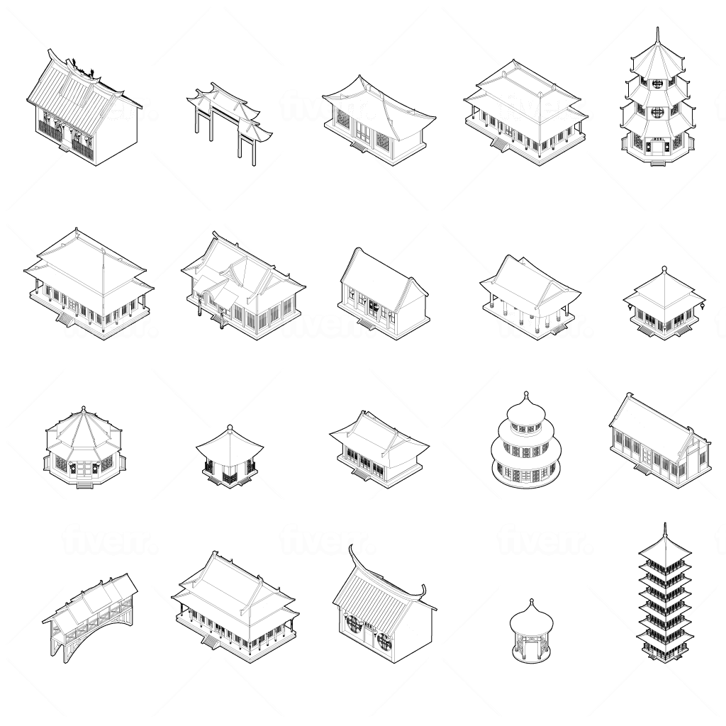 Chinese Style Building Isometric