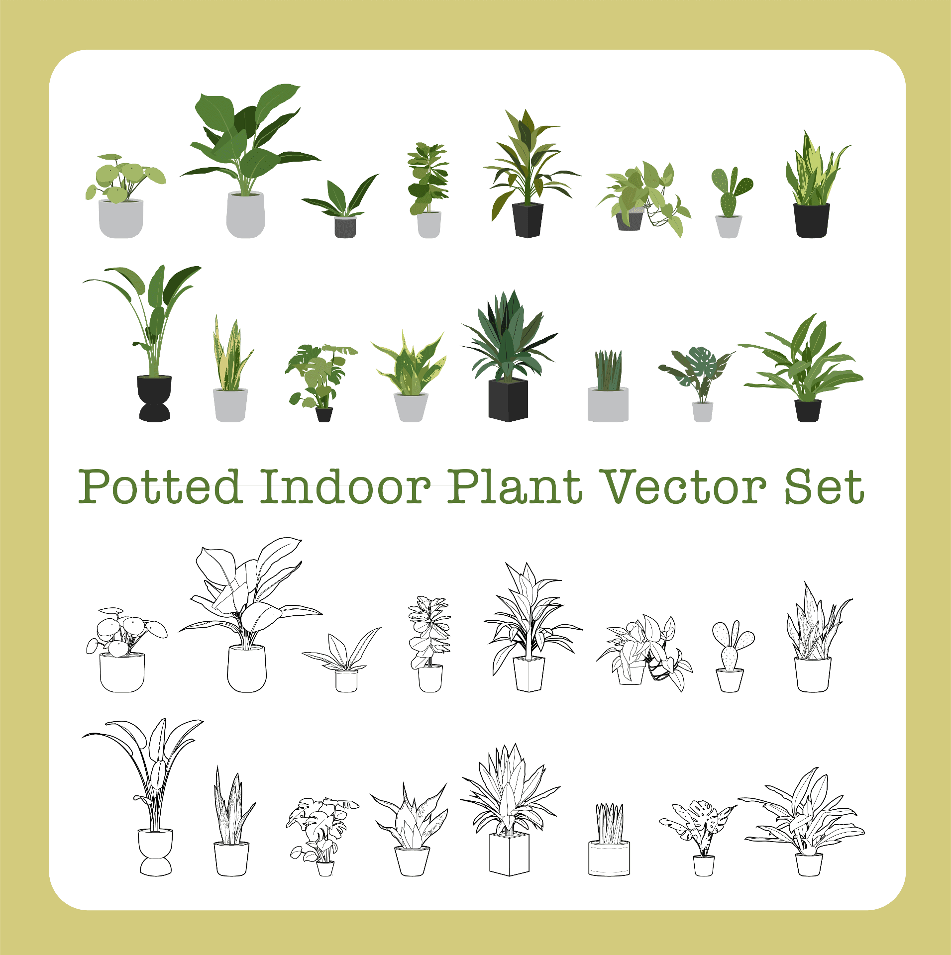 Potted Indoor Vector Plant Set