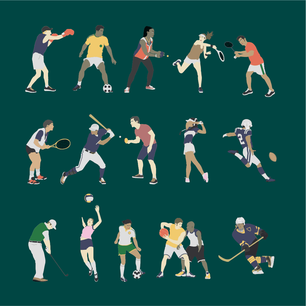 Sporty Scene Figure Vector Set