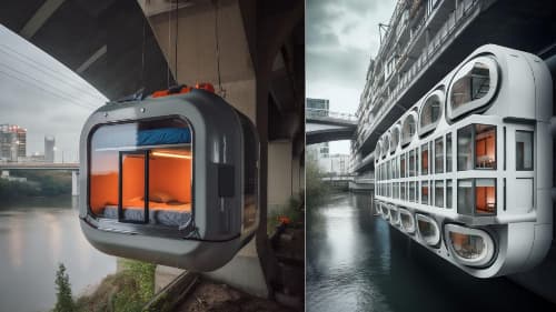 Pods Underneath Bridges for Homeless Communities